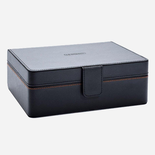 Horlogedoos zwart leder 6 horloges Leanschi