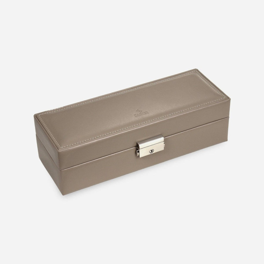 Sacher horlogedoos Leer 5 Horloges, taupe, gesloten