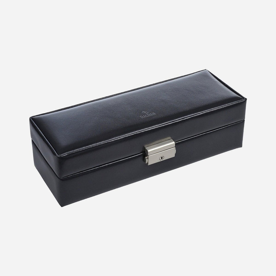 Sacher horlogedoos Leer 5 Horloges, zwart, gesloten