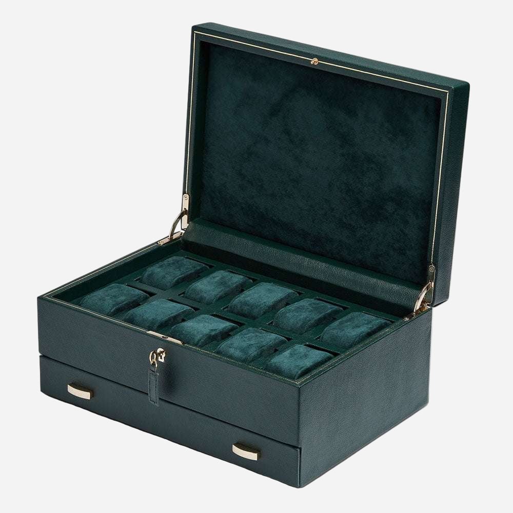 Horlogedoos met lade British Racing 10 horloges Wolf 1834 - Horlogerieshop.nl