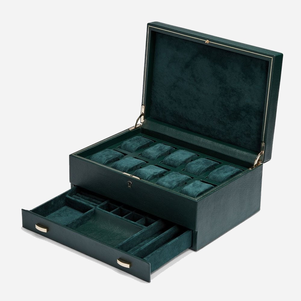 Horlogedoos met lade British Racing 10 horloges Wolf 1834 - Horlogerieshop.nl