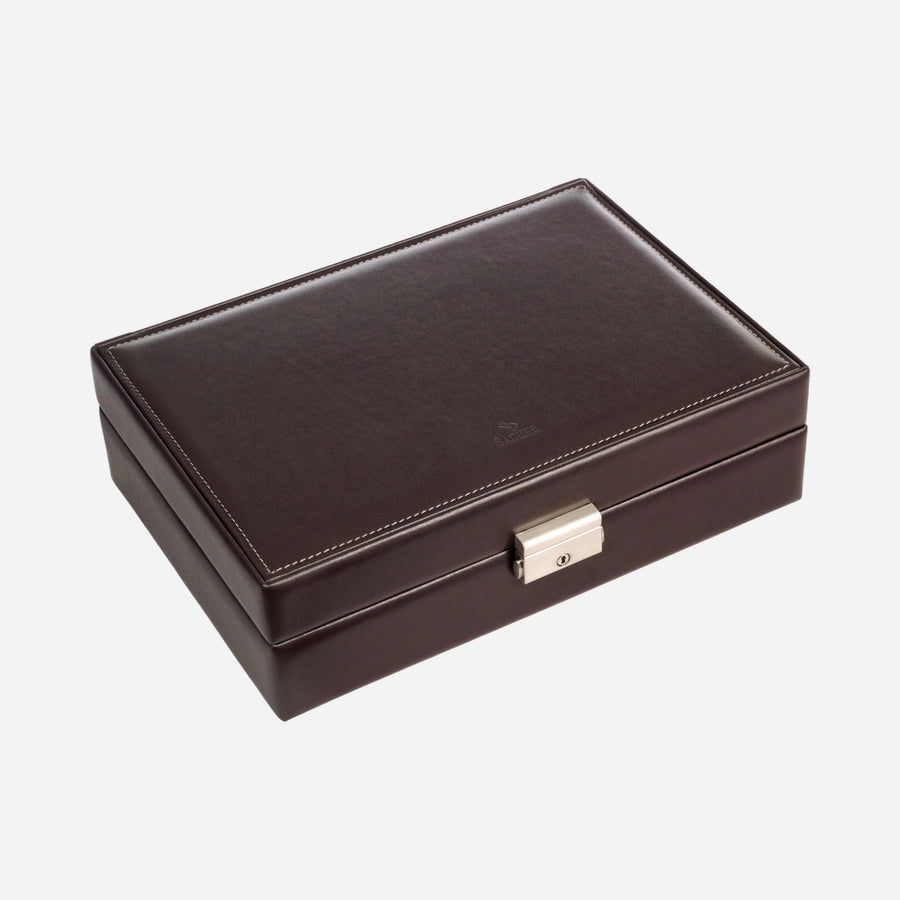 Horlogedoos New Classic 12 Horloges Sacher in mokka, gesloten