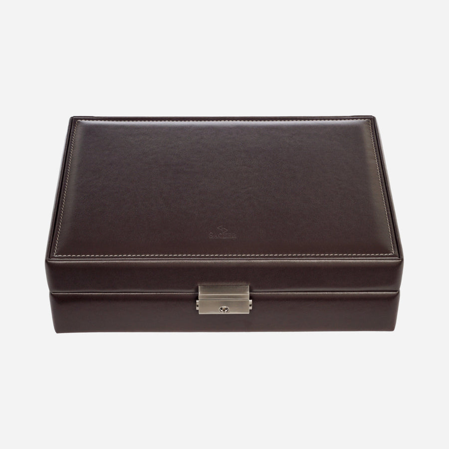 Horlogedoos New Classic 12 Horloges Sacher in mokka, detail interieur