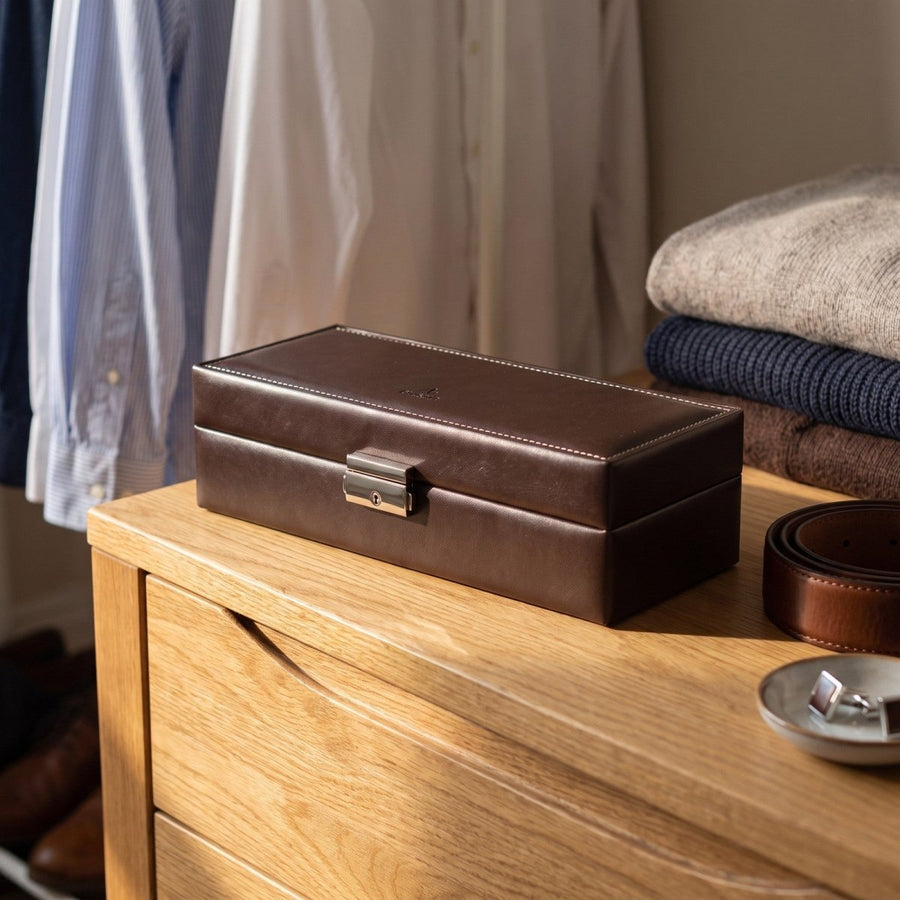 Sacher horlogedoos New Classic 6 Horloges, mokka, lifestyle gesloten
