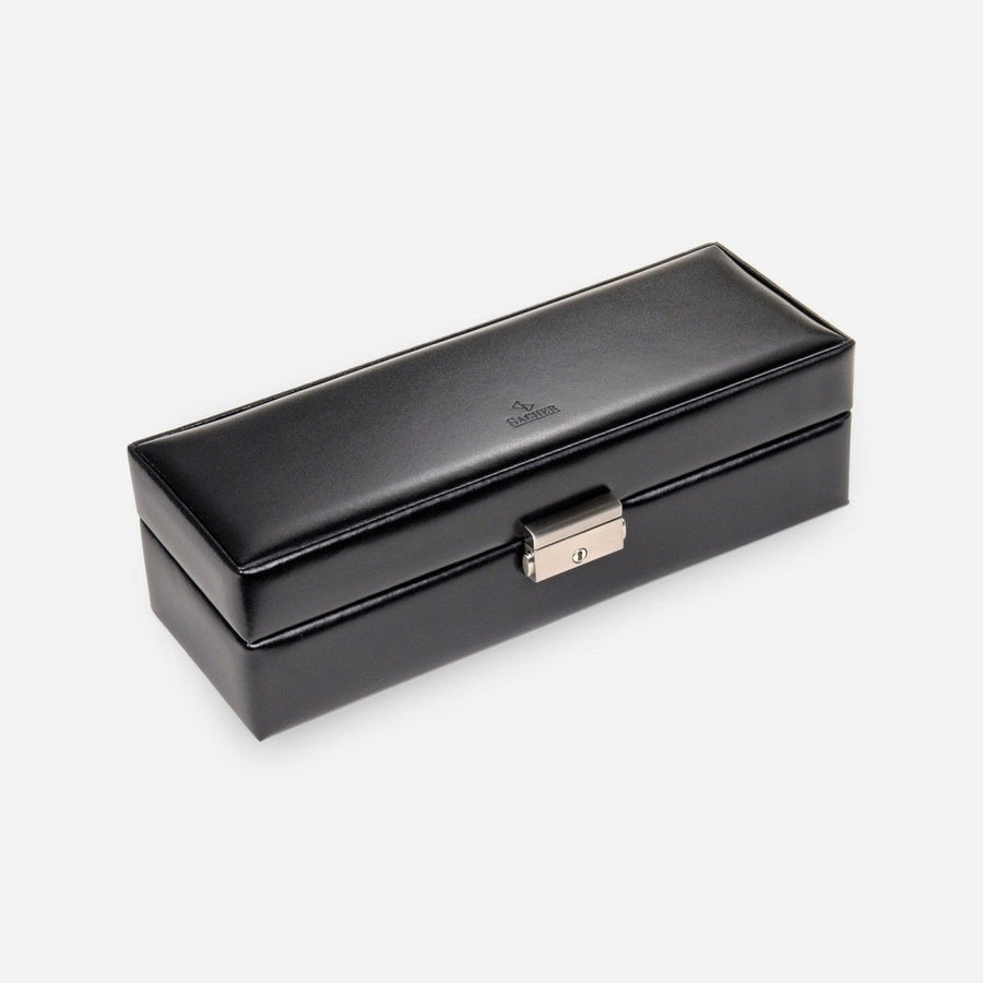 Sacher horlogedoos New Classic Leer 6 Horloges, zwart, gesloten