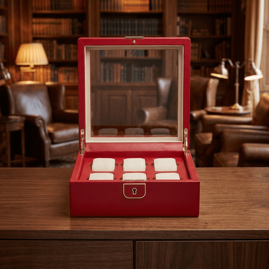 Wolf 1834 Palermo horlogedoos 6 horloges Rood - interieur