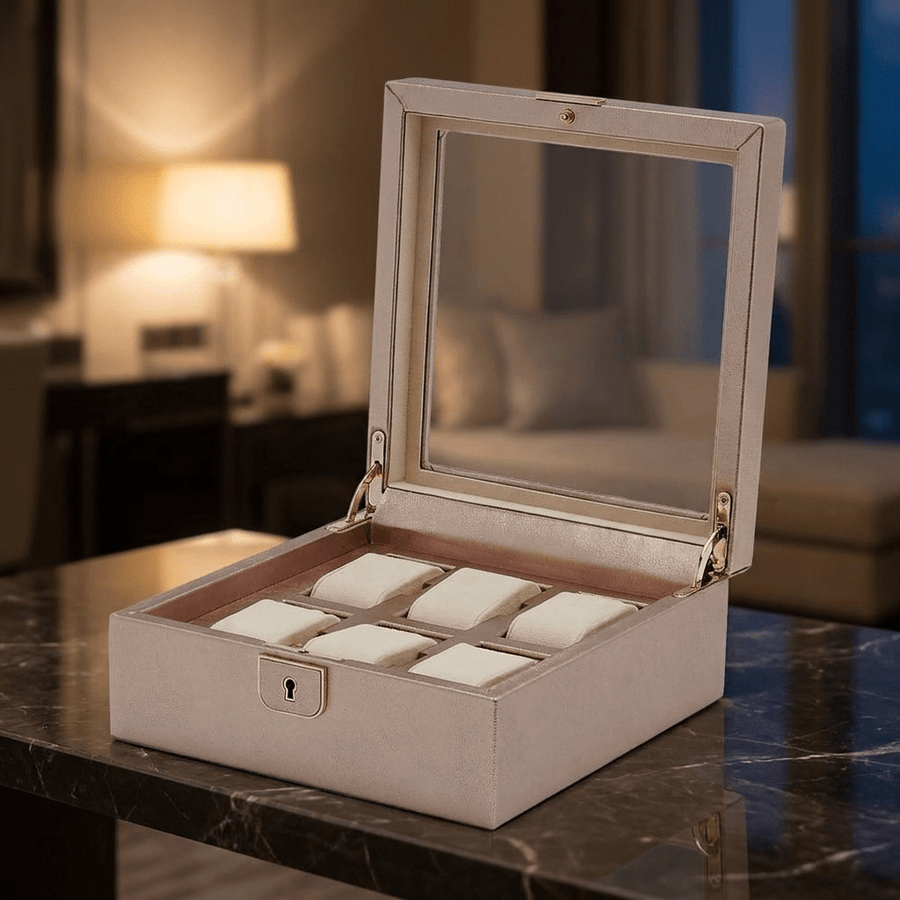 Wolf 1834 Palermo horlogedoos 6 horloges Rose Gold - interieur