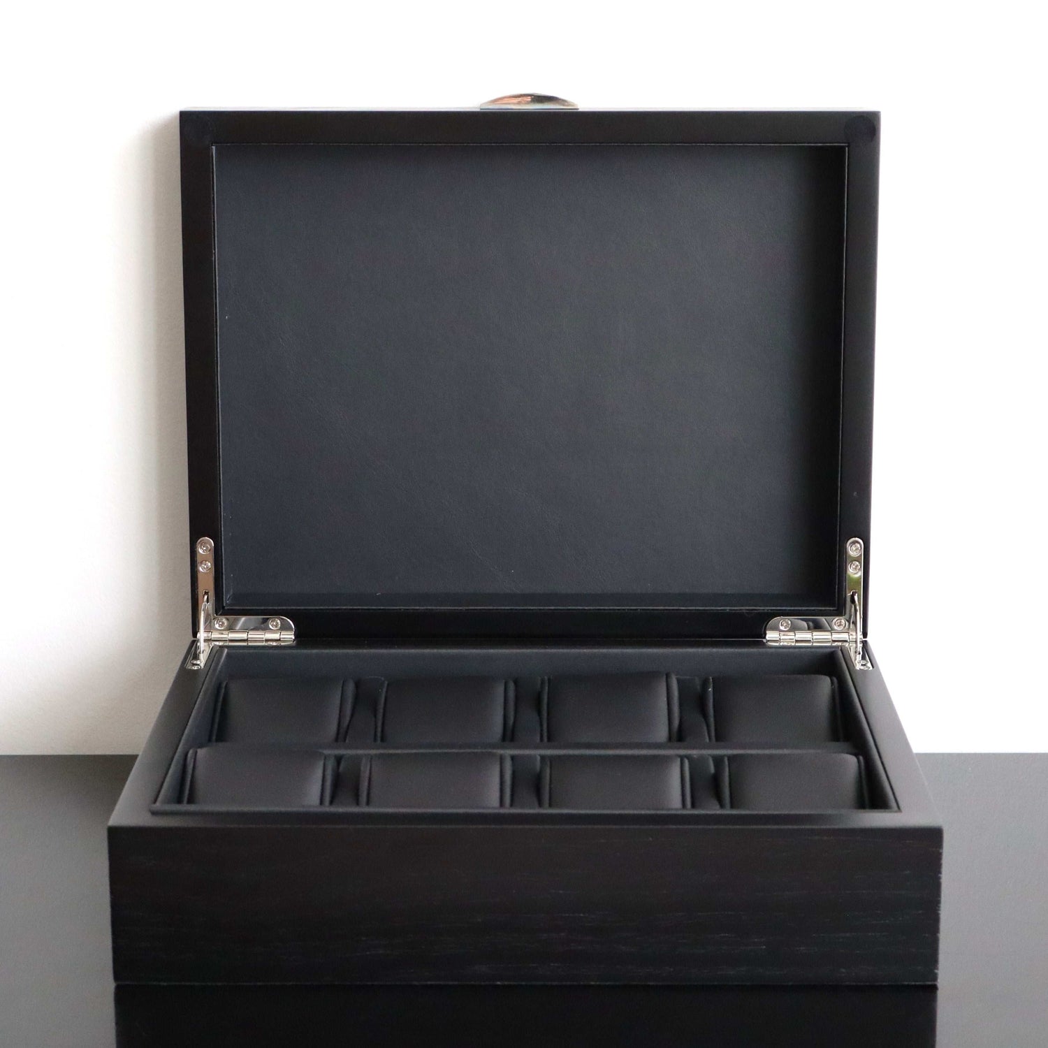 Horlogedoos Zwart Panga hout 8 Horloges