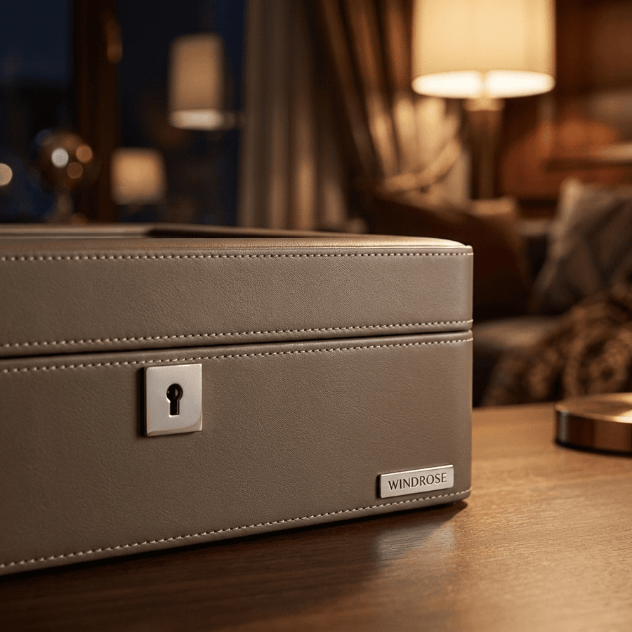 Windrose Tempora horlogedoos 12 horloges Taupe detail-slot