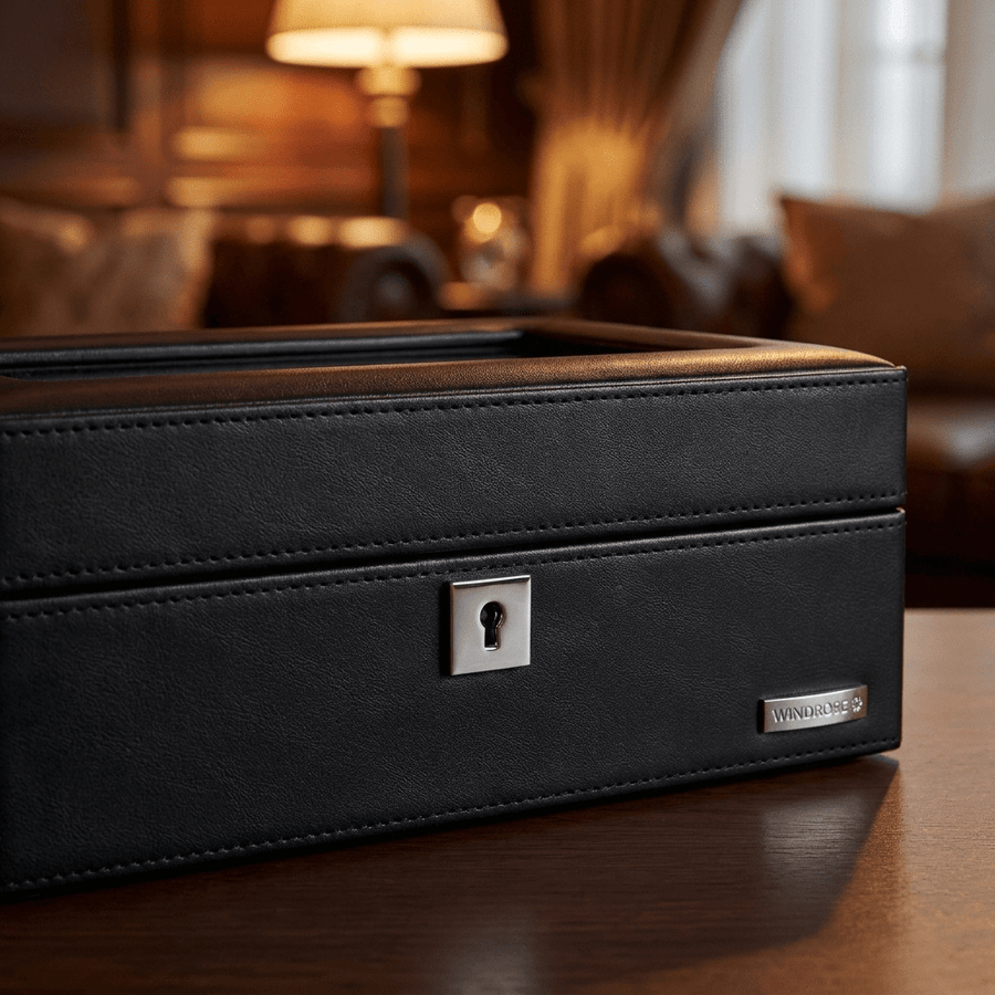 Windrose Tempora horlogedoos 4 horloges Zwart detail-slot