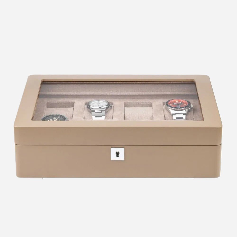 Horlogedoos Zwart Hout met Suede 8 Horloges - Horlogerieshop.nl