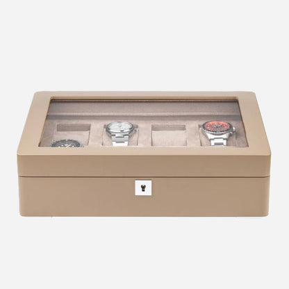 Horlogedoos Zwart Hout met Suede 8 Horloges - Horlogerieshop.nl
