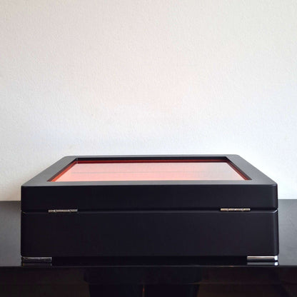 Horlogedoos Zwart Hout met Suede 8 Horloges - Horlogerieshop.nl