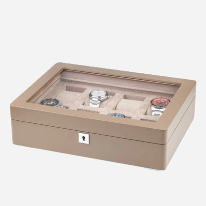 Horlogedoos Zwart Hout met Suede 8 Horloges - Horlogerieshop.nl