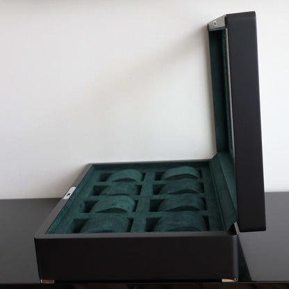Horlogedoos Zwart Hout met Suede 8 Horloges - Horlogerieshop.nl