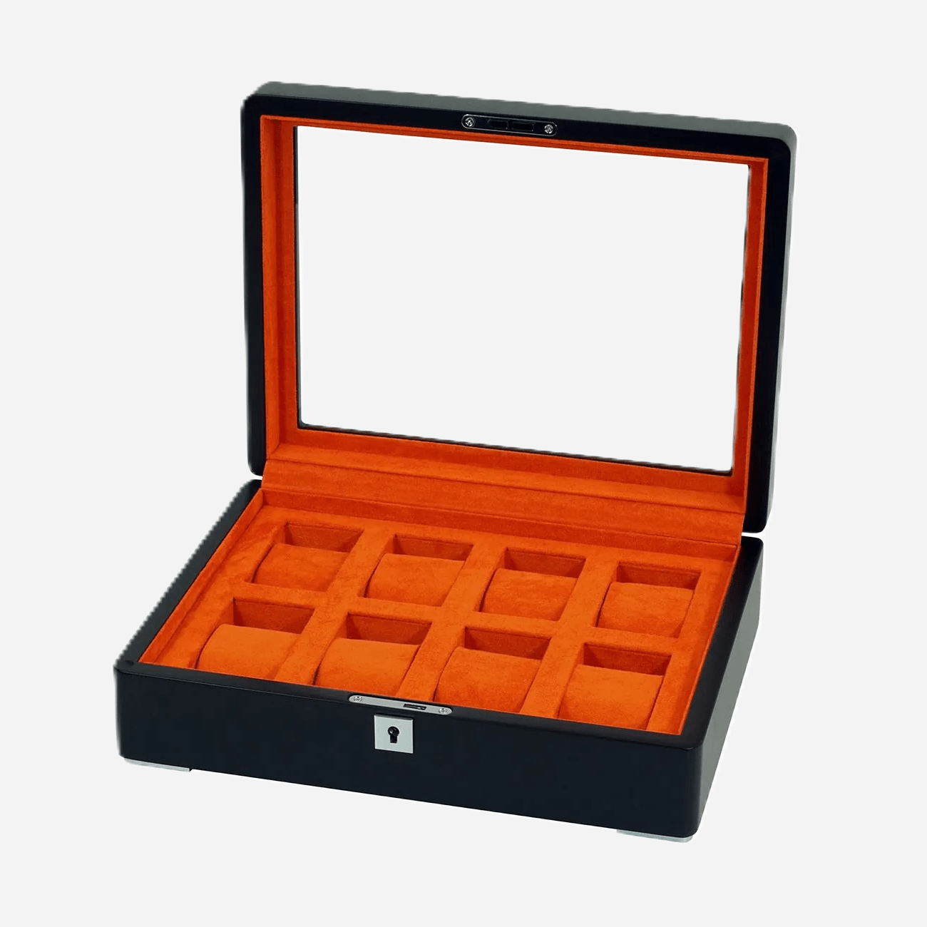 Horlogedoos Zwart Hout met Suede 8 Horloges - Horlogerieshop.nl