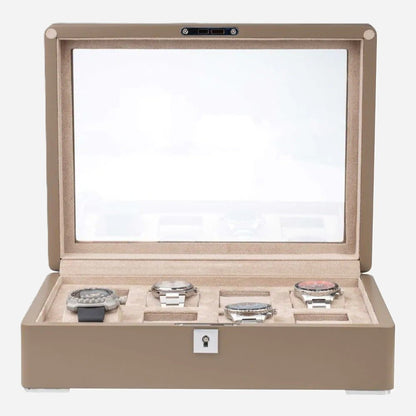 Horlogedoos Zwart Hout met Suede 8 Horloges - Horlogerieshop.nl