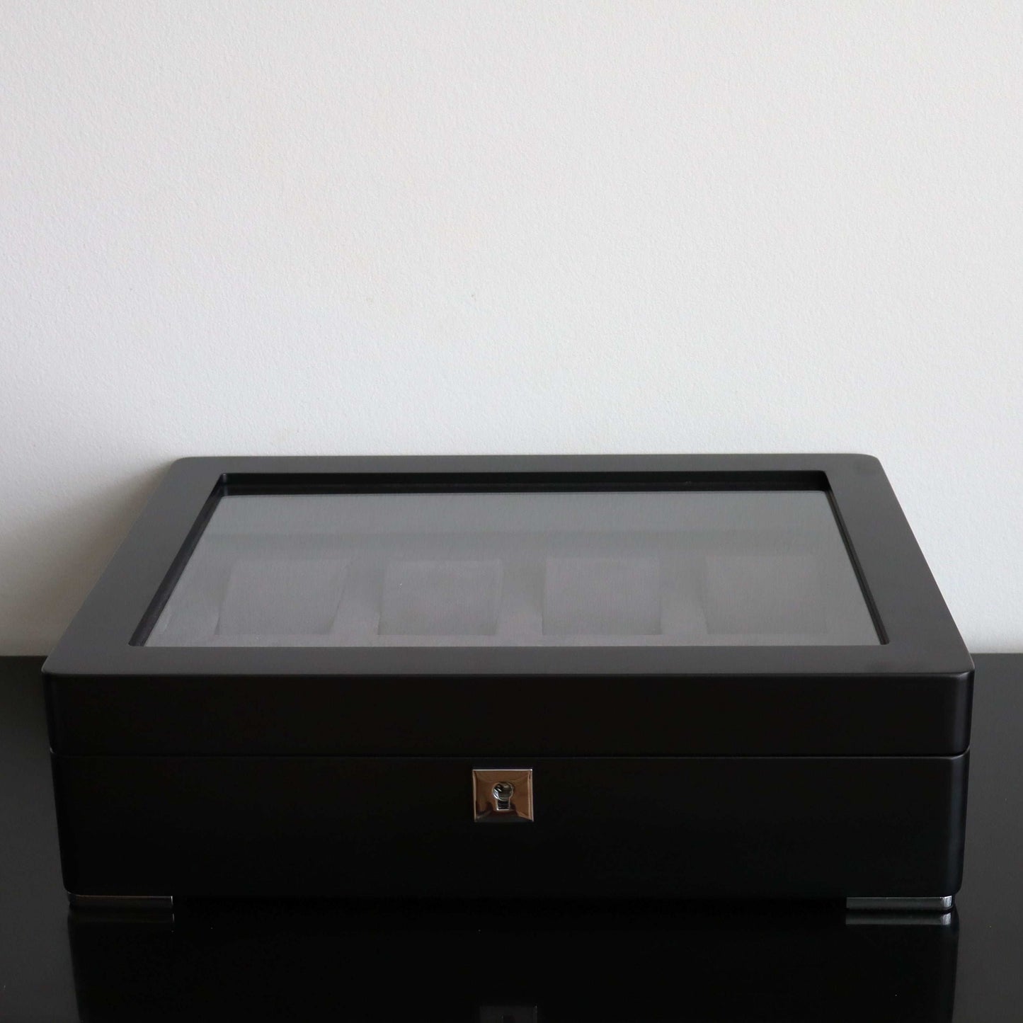 Horlogedoos Zwart Hout met Suede 8 Horloges - Horlogerieshop.nl
