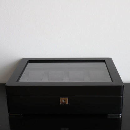 Horlogedoos Zwart Hout met Suede 8 Horloges - Horlogerieshop.nl