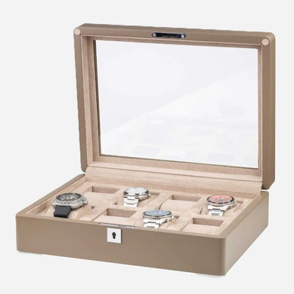 Horlogedoos Zwart Hout met Suede 8 Horloges - Horlogerieshop.nl