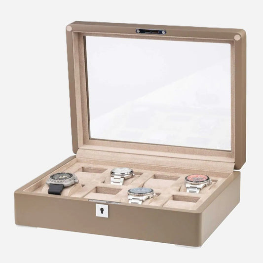 Horlogedoos Zwart Hout met Suede 8 Horloges - Horlogerieshop.nl