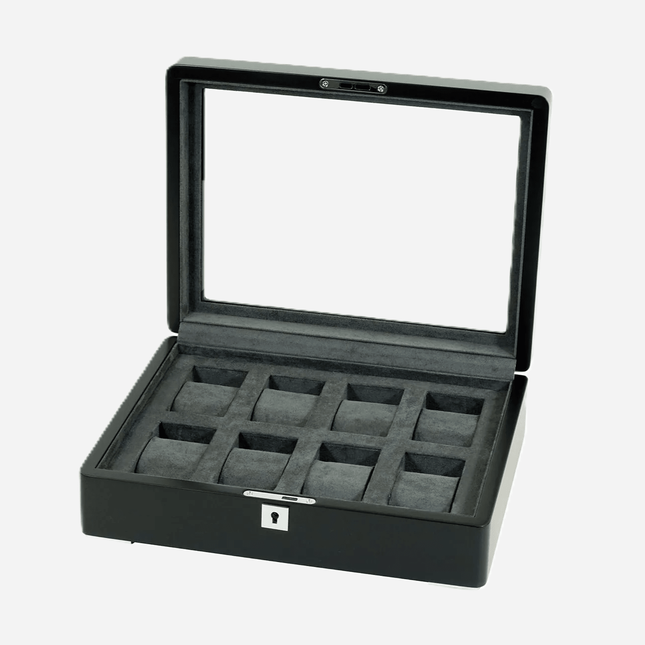 Horlogedoos Zwart Hout met Suede 8 Horloges - Horlogerieshop.nl