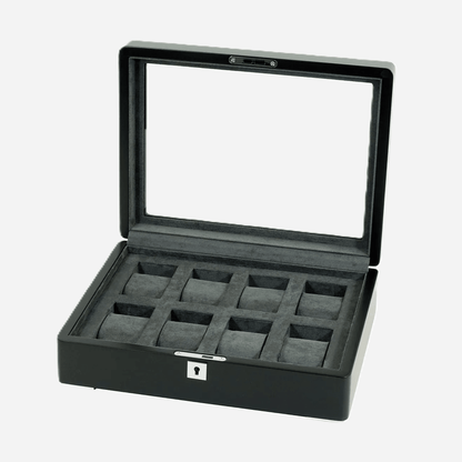 Horlogedoos Zwart Hout met Suede 8 Horloges - Horlogerieshop.nl
