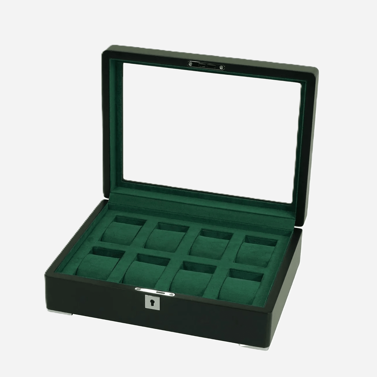 Horlogedoos Zwart Hout met Suede 8 Horloges - Horlogerieshop.nl