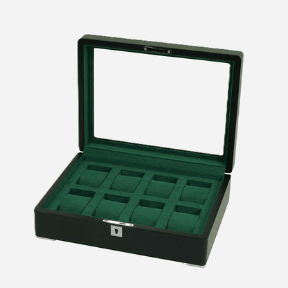 Horlogedoos Zwart Hout met Suede 8 Horloges - Horlogerieshop.nl