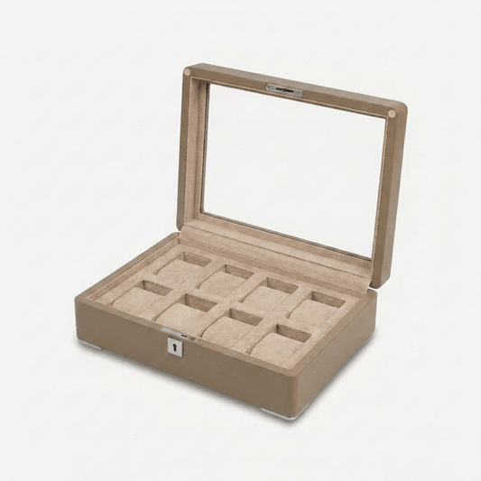 Ashford & Rye horlogedoos zwart hout met suede 8 horloges Beige - hoofdfoto