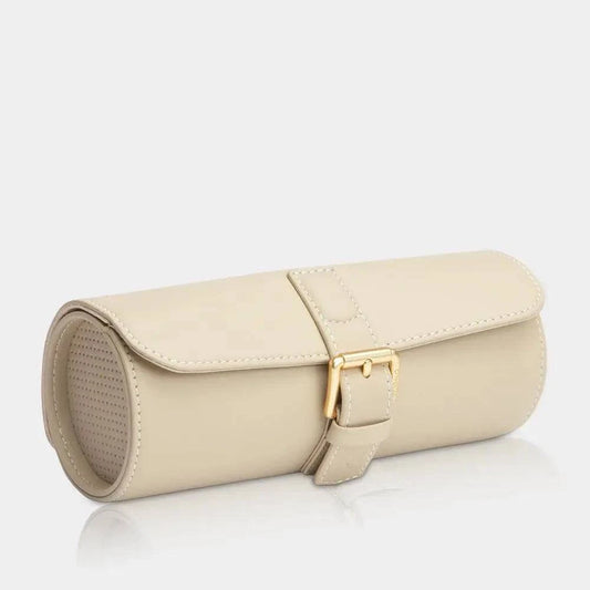 Horlogerol Beige leder 3 Horloges Modalo - Horlogedoos - Horlogerieshop.nl