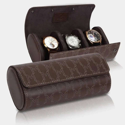 Horlogerol Bruin leder 3 Horloges Modalo - Horlogedoos - Horlogerieshop.nl