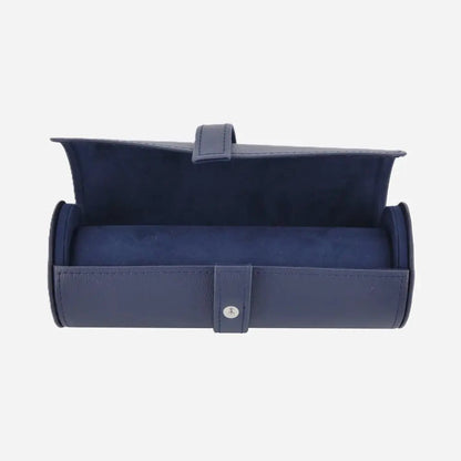 Horlogerol Navy Blauw leder 3 Horloges Leanschi - Horlogedoos - Horlogerieshop.nl