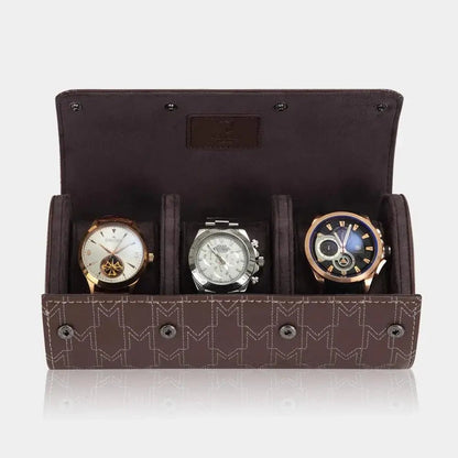 Horlogerol Bruin leder 3 Horloges Modalo - Horlogedoos - Horlogerieshop.nl