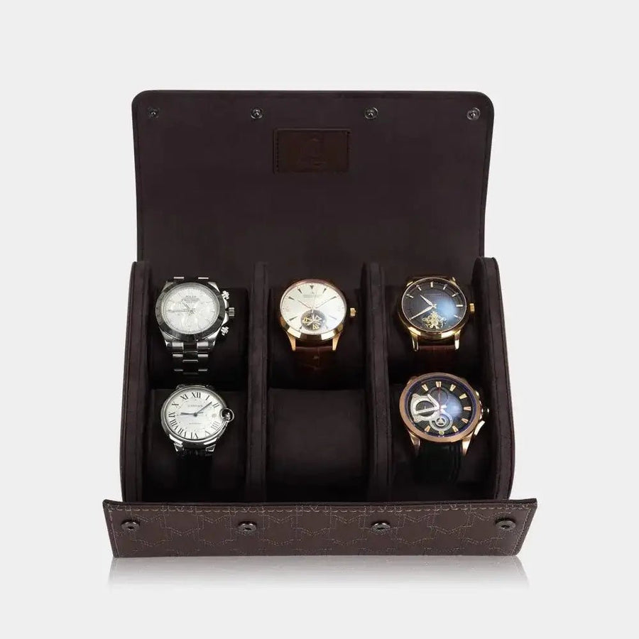 Horlogerol Bruin leder 6 Horloges Modalo - Horlogedoos - Horlogerieshop.nl