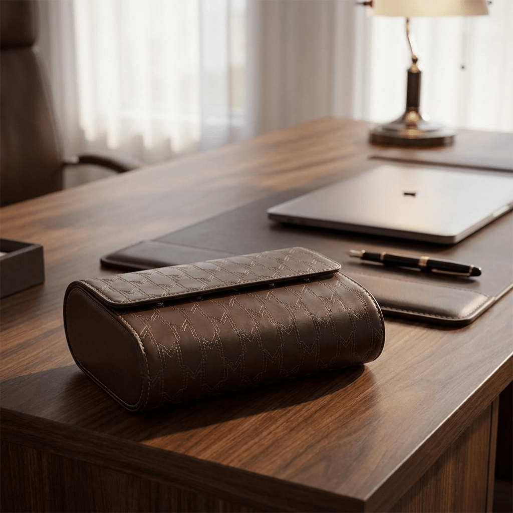 Modalo OPTIMUS horlogerol leder 6 horloges Dark Brown - lifestyle kantoor