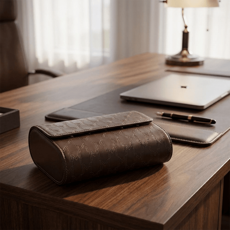 Modalo OPTIMUS horlogerol leder 6 horloges Dark Brown - lifestyle kantoor