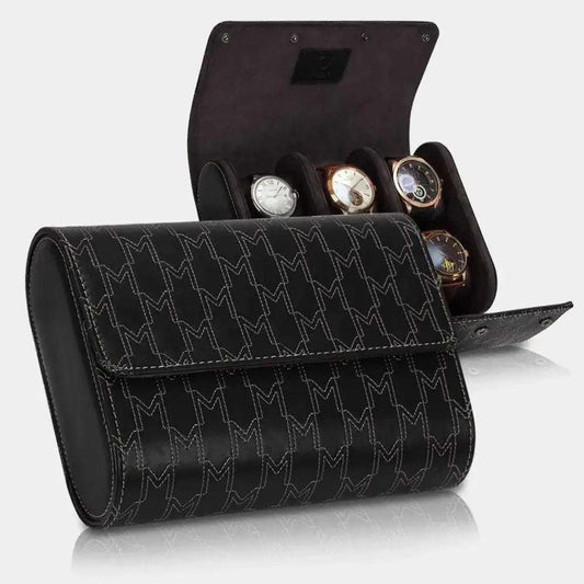 Horlogerol Zwart leder 6 Horloges Modalo - Horlogedoos - Horlogerieshop.nl