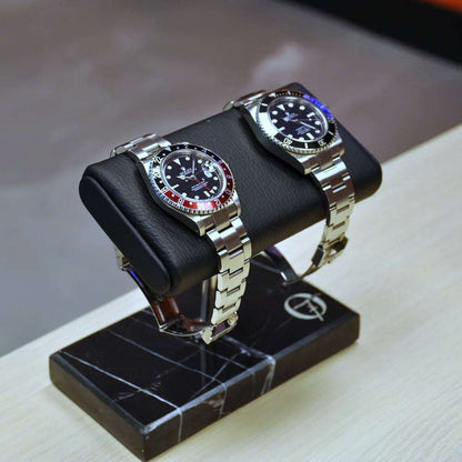 Horlogestandaard Marmer 2 horloges Leder Old Fashioned Luxury