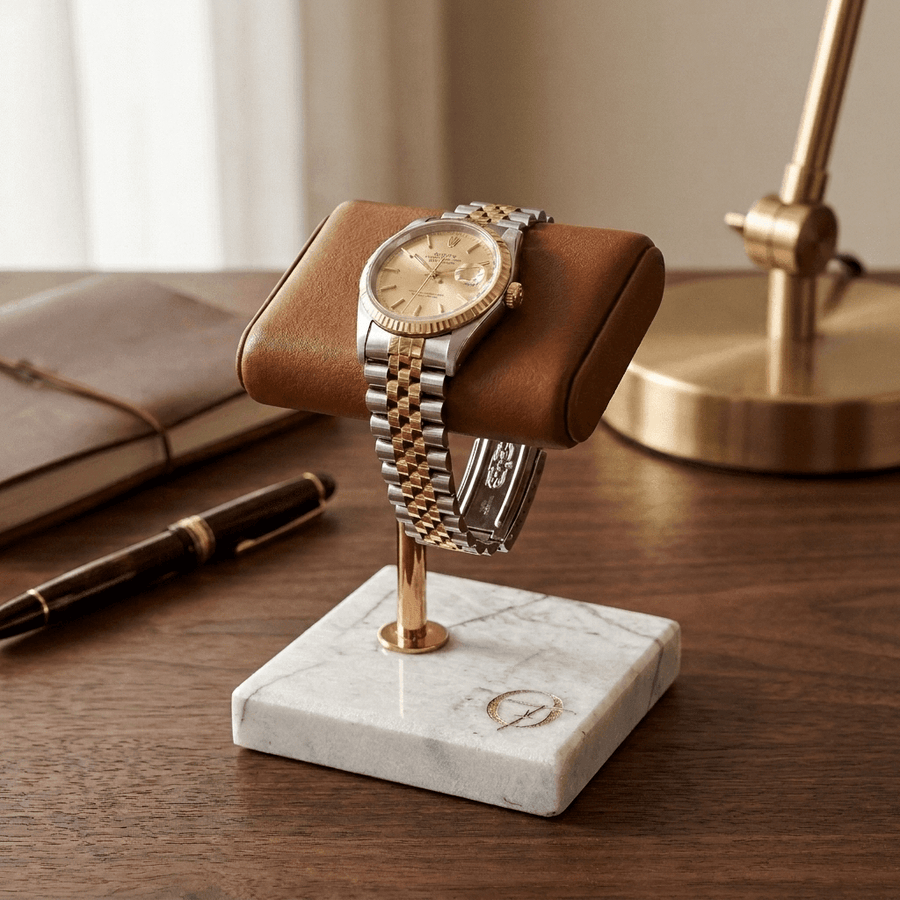 Old Fashioned Luxury horlogestandaard marmer 1 cognac - bureau