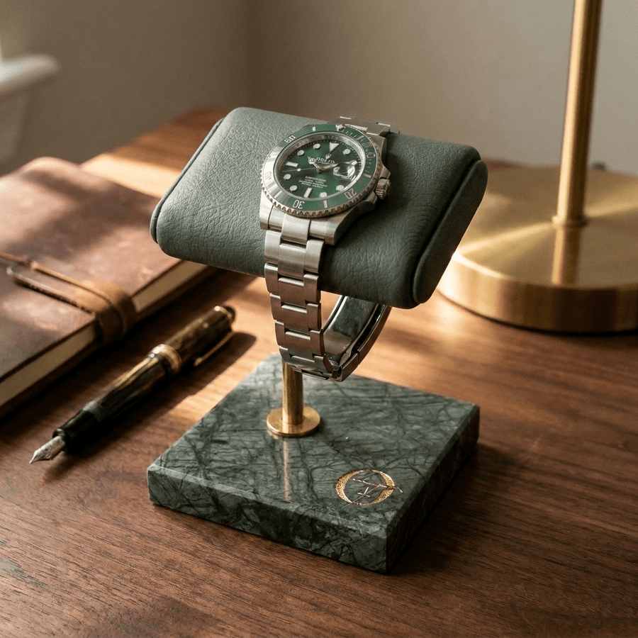 Old Fashioned Luxury horlogestandaard marmer 1 smaragd-groen - bureau