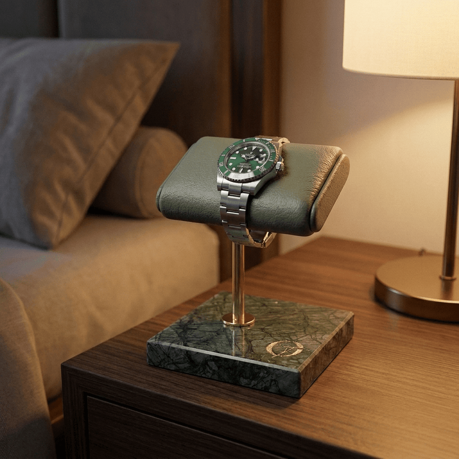 Old Fashioned Luxury horlogestandaard marmer 1 smaragd-groen - nachtkastje