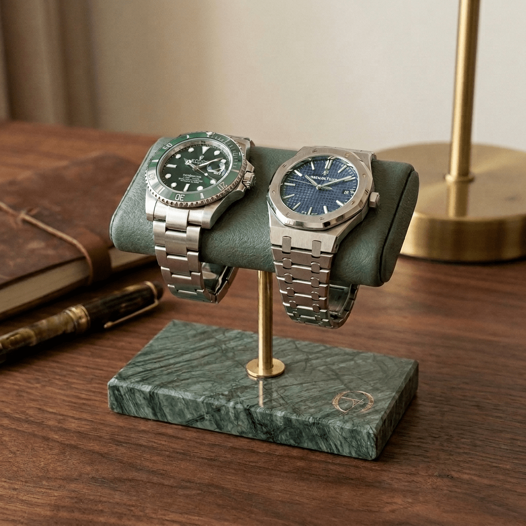 Old Fashioned Luxury horlogestandaard marmer 2 smaragd-groen - bureau