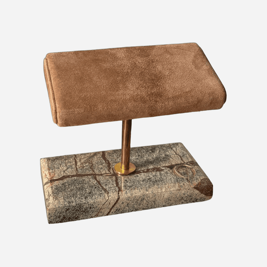 Old Fashioned Luxury marmer horlogestandaard 2-horloges Suede Bruin - cutout