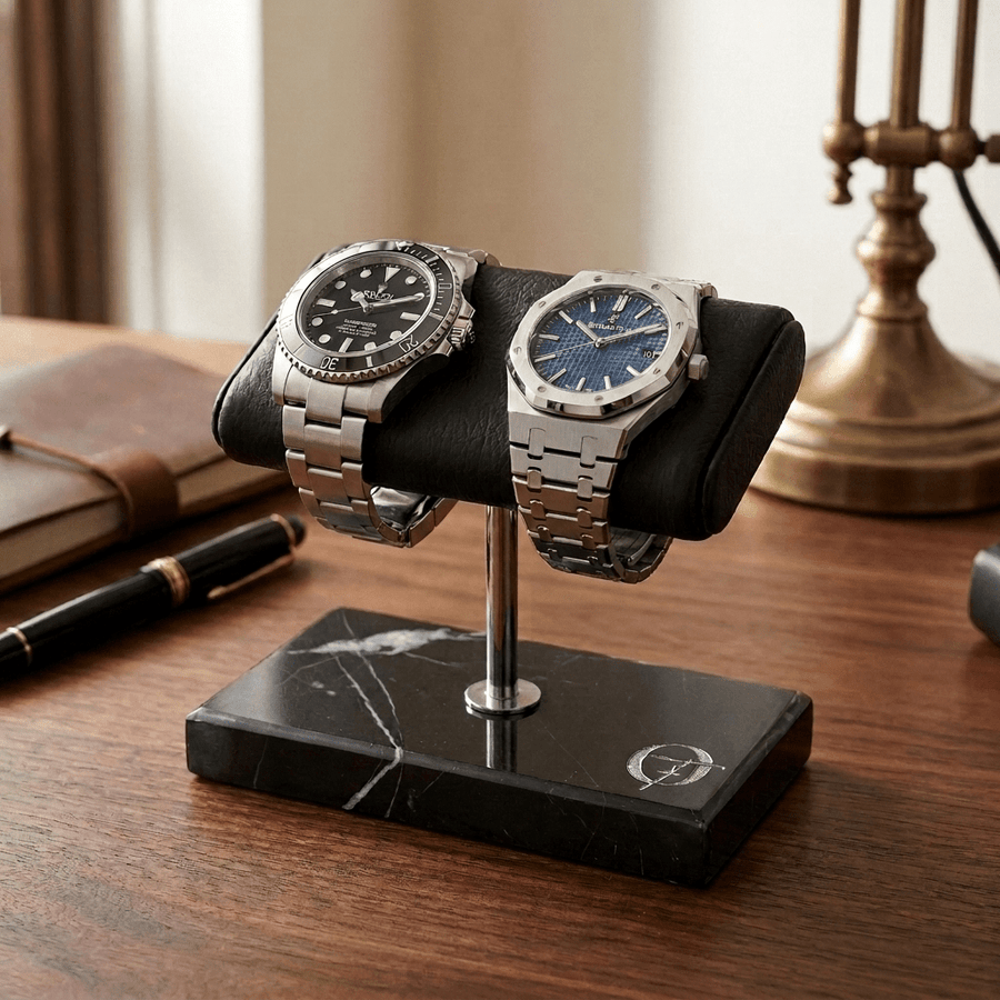 Old Fashioned Luxury horlogestandaard marmer 2 zwart - bureau