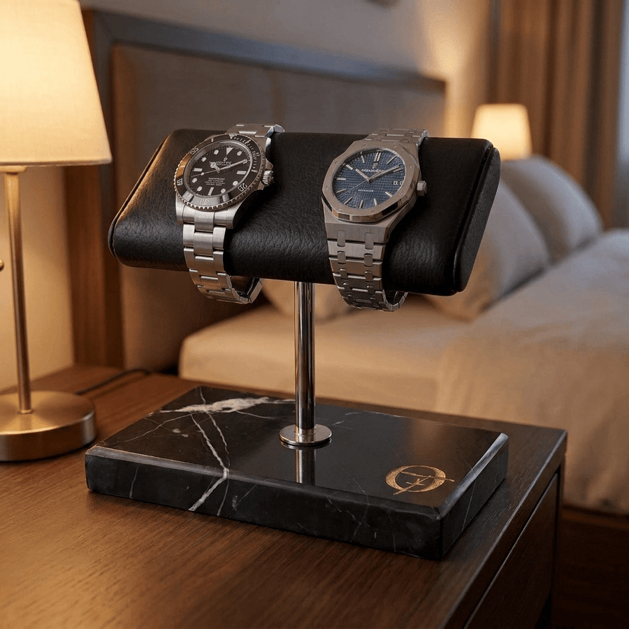 Old Fashioned Luxury horlogestandaard marmer 2 zwart - nachtkastje