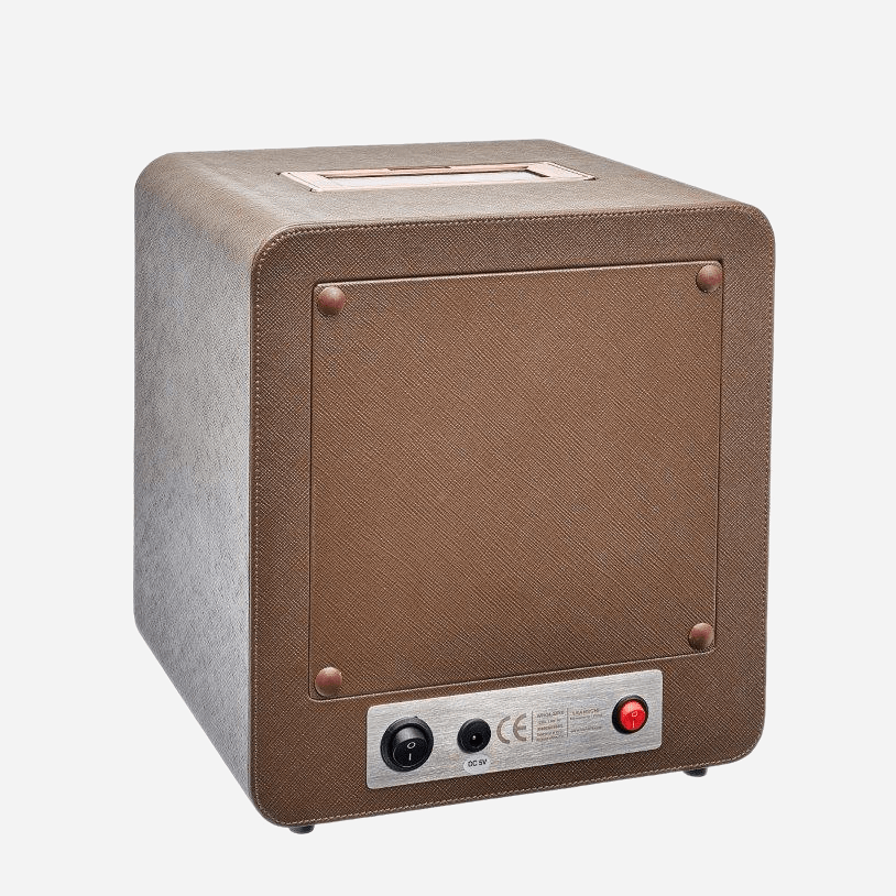 Leanschi Smart watch winder Brown Saffiano achterzijde