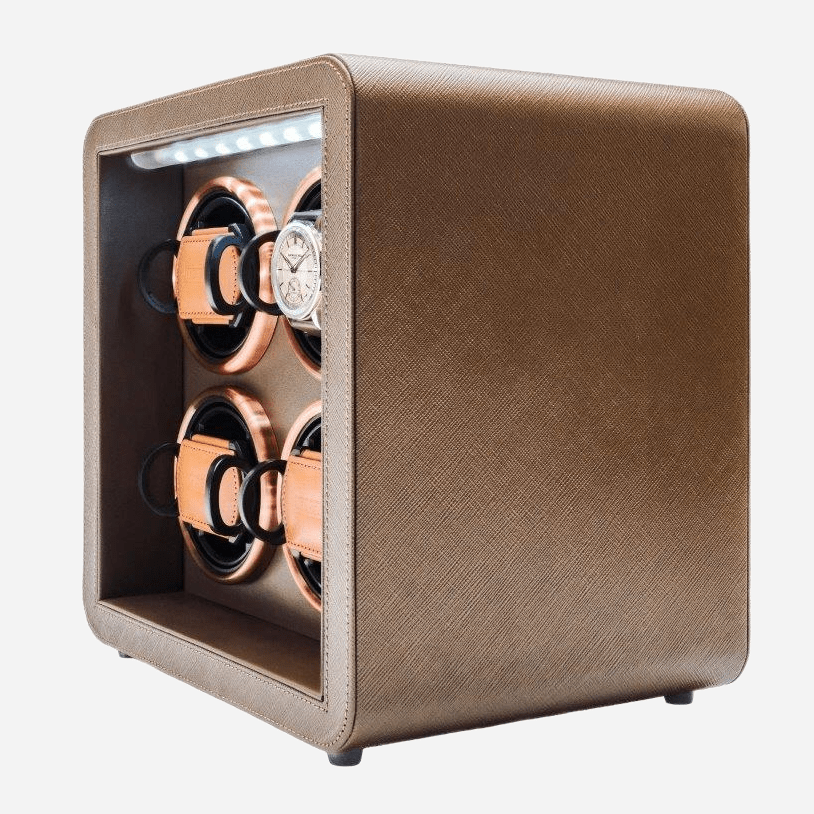 Leanschi Smart watch winder Brown Saffiano met horloge