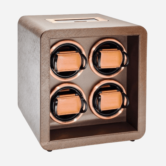Leanschi Smart watch winder 4 horloges Brown Saffiano