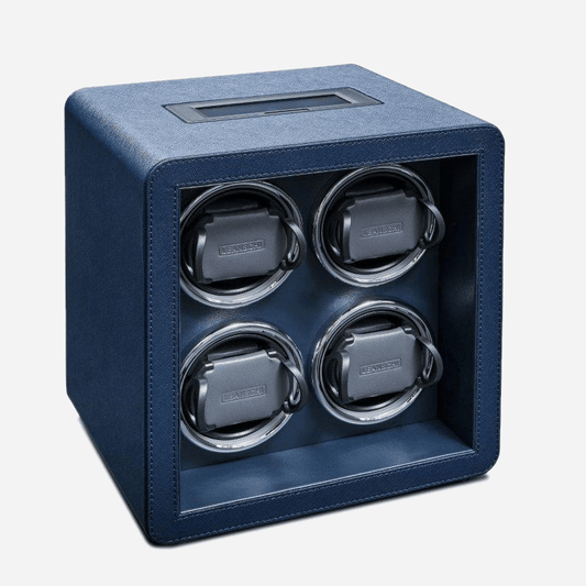 Leanschi Smart watch winder 4 horloges Night Blue Saffiano